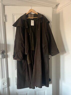 DRIZA-BONE Australian Brown Oilskin & Cotton Delux Riding Coat-Size L